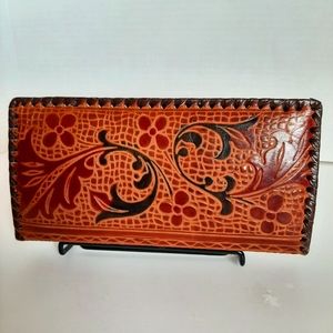 NEW Hand Tooled Leather Clutch